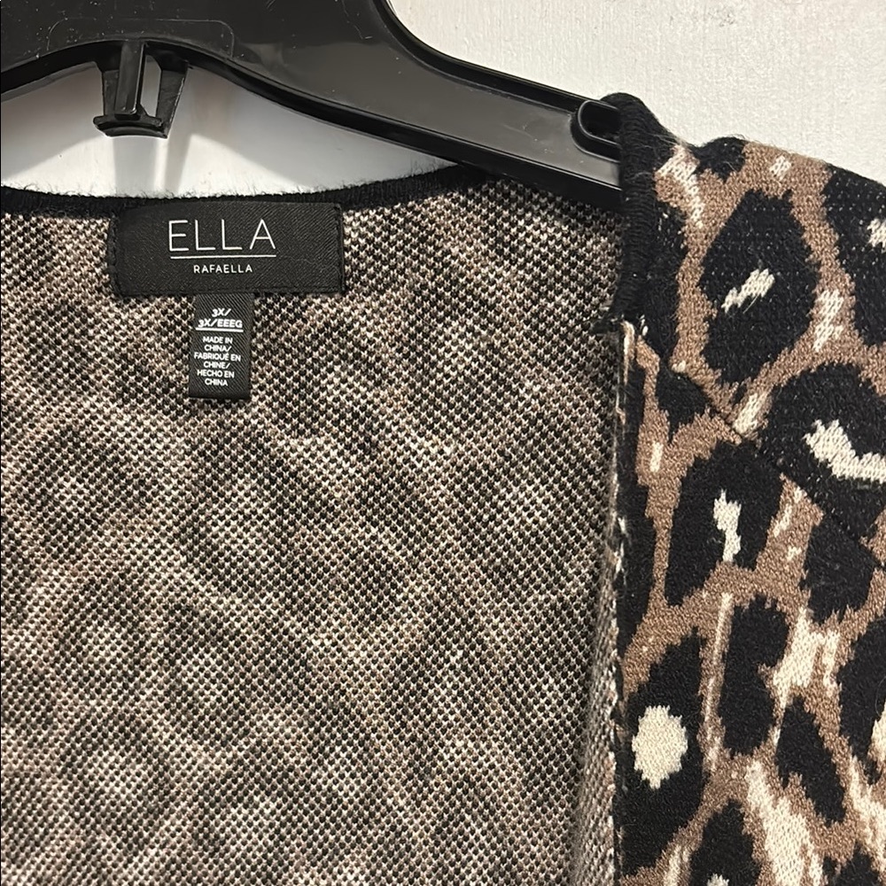 Ella Black and Brown long cardigan  with Animal Print